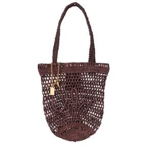 Chloe Woven Kohl Brown Summer Banana Tote Bag Size Small
